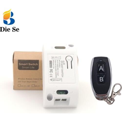 Wifi Switch Compatible with 433Mhz Wireless rf Remote Control AC220V 10A 1CH Smart Controller DIY Timer for IOS Android