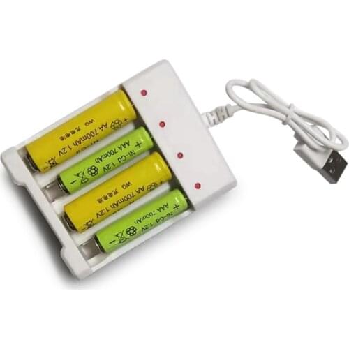 New USB Output Battery Charger 4 Slots Universal for AA/AAA Batteries Quick Charging Tools DOM668