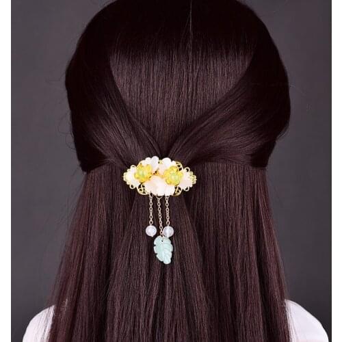 Various Colours Temperamental Coloured Glaze Petal Hair Jewelry Elegant Simple Tassel Pendant Hairpin Clip Female Fashion Bijoux