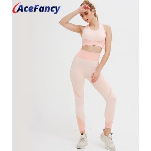Acefancy Gym Clothing Costume For Yoga Set Fitness Cross Backless Bra Long Sleeve+ High Waist Leggings ZC2683 Womens Tracksuit