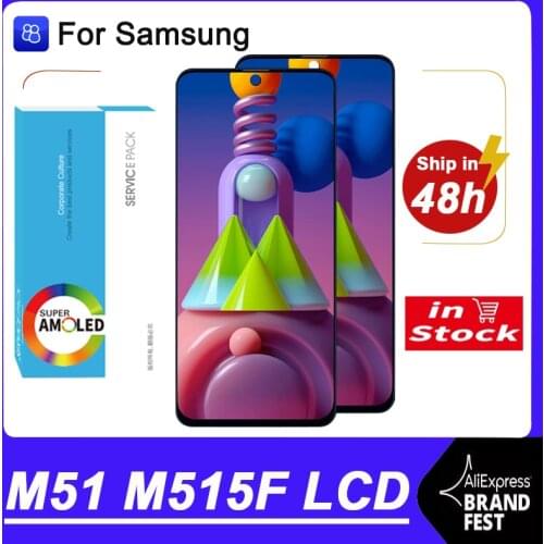 100% Original AMOLED 6.7'' Display For Samsung Galaxy M51 M515 M515F M515F/DS Full LCD Touch Screen Digitizer Repair Parts