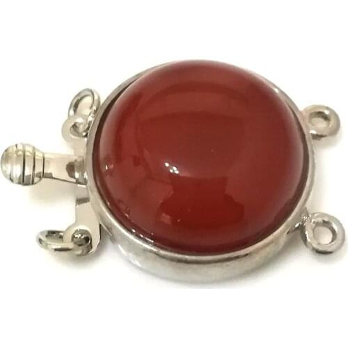 2 rows 20mm Carnelian Round Clasp for Necklaces