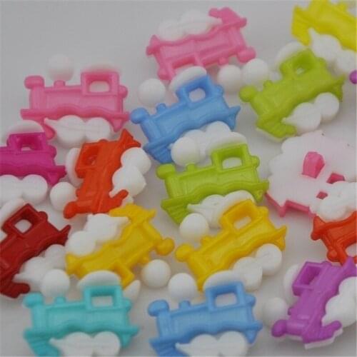50 pcs Train Head Plastic Button backhole DIY buttons sewing/appliques/craft PT27