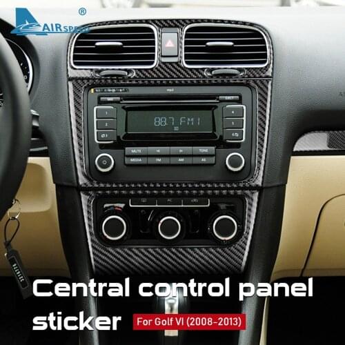 AIRSPEED for Volkswagen VW Golf 6 GTI R 2008-2013 Accessories Carbon Fiber Sticker Car Central Control Panel Frame Interior Trim