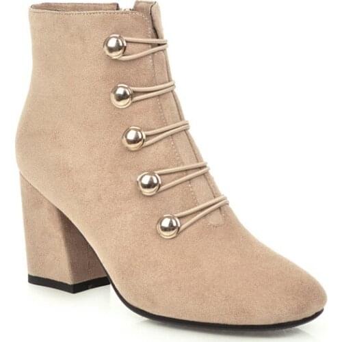 Big Size Square head fashion decorative short boots boots women shoes ankle boots for women ladies boots shoes woman winter