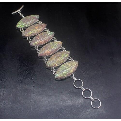 Gemstonefactory Jewelry Big Promotion Single Unique 925 Silver Perfect Dichroic Glass Lady Women Charm Bracelet 18cm 20213183