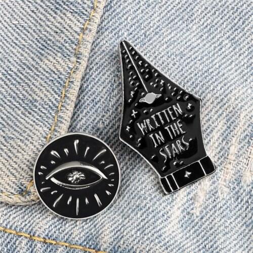 Black Dark Style Pins Pen Eyes Round Enamel Brooch Punk Cool Lapel Pin Custom Button Badge Fashion Jewelry Gifts For Friends Men