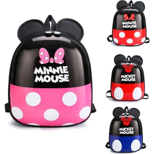 Disney Mickey mouse Childrens School Bag Kindergarten Boy Girl Baby Backpack Minnie Cute Plush Bag Anime egg shell Backpack