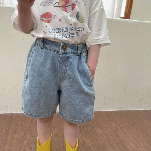 2021 Summer New Kids Shorts Korean Boys Girls Casual Loose Denim Short Pants Baby Clothing 2-7 Y Childrens Fashion Denim Shorts