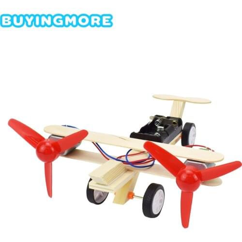 Electric Double Propeller Glider DIY Model Kit Toys for Boys Science Children Creative Physics Toy Handmade Wood Plastic Model