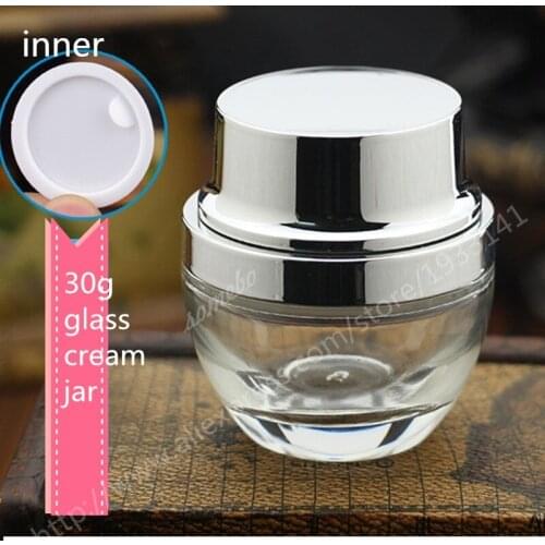 Hot sale 120pcs/lot 30G Green Glass Jar, Glass Bottle Jar, Cosmetic Glass jar, Glass Cream Jar with Silver Lid or Gold Lid