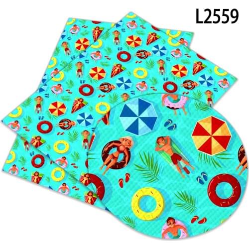 Summer Style Pattern Printed Synthetic Faux Leather 30 cm x 136cm for for DIY Bag Material Fabric L255 L256