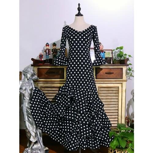 Spanish Dance Dress Flamenco Practice Skirt Wear Women GI03