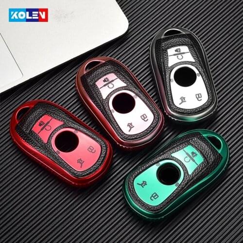 Leather + TPU Car Remote Key Full Cover Case Shell Fob For Opel Astra Buick Encore Envision GL6 GL8 New Lacrosse Car Accessories