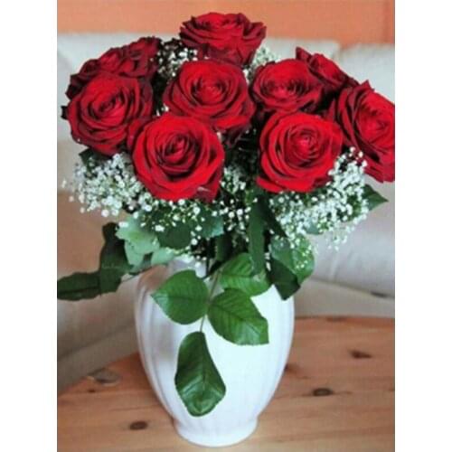 Roses In A Bottle 40x50CM DIY Painting By Numbers acrylic Colorful Flower Hand Painted Oil Paint By Numbers For Home Decor Art