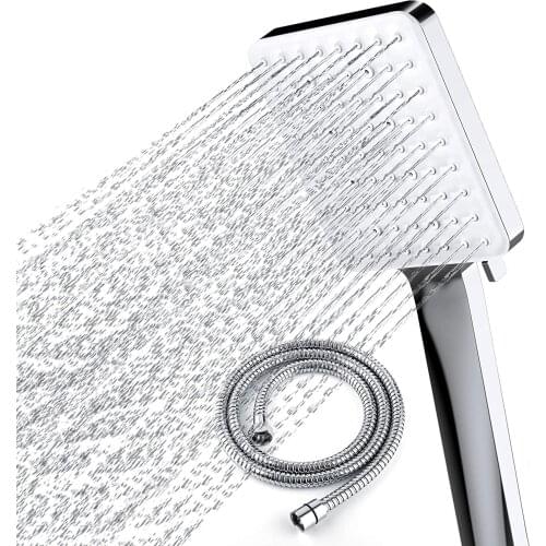 Newentor High Pressure Shower Head with 6 Spray Settings Shower Head with 59" Stainless Steel Shower Hose and Adjustable Bracket