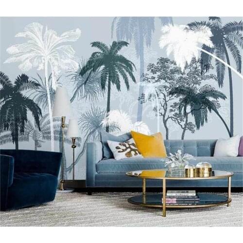 Bacal custom 3D wallpaper mural Nordic hand-painted tropical plants coconut tree Southeast Asia leaf for living room home decor