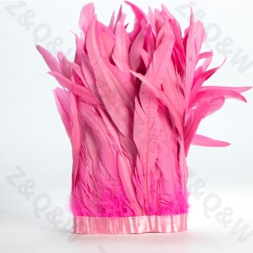 Natural 8-14 inch rooster tail dyed in pink to make 2m cloth edge DIY Latin shopping festival costume skirt decoration