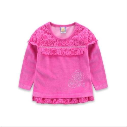 2021 new style velour baby girl basic blouse fashion spring shirt lace long sleeve T-shirt children sweet party clothes