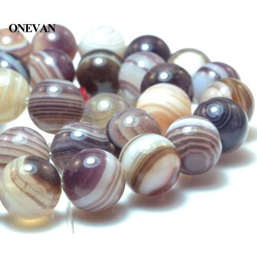 ONEVAN Lavender Stripes Agate Beads 6-10mm Smooth Round Stone Bracelet Necklace Jewelry Making Diy Accessories Gift Design