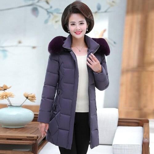 2019 Long Coat Jacket Women Winter Down Coats Faux Fur Collar Cotton Padded Thick Warm Winter Clothes Women Vestidos YLW1909