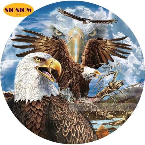 Full Round 5d Diy Diamond Painting Eagle Cross Stitch 3d Diamond Beads Embroidery Kits Mosaic Animals Handicraft Gift Home Decor