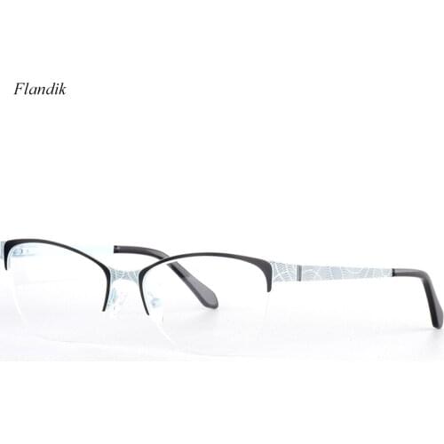 Half Frame Optical Glasses Women Semi-frame Prescription Myopia Pesbyopia Spectacels 2020 New Ultralight Stainless Steel Eyewear