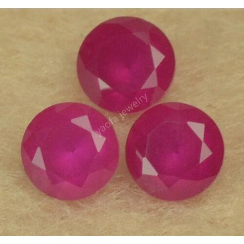 Sales 1~4mm 5A 5# Rose Red Matte Back Round Shape Cut Loose Frosted Bottom Synthetic Corundum Stone Gems For Jewelry Wax Setting