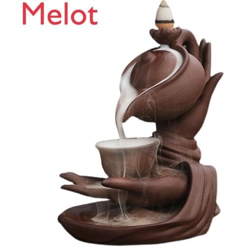 Buddha Hand Hanging Pot High Flush Backflow Incense Burner Creative Teapot Backflow Sandalwood Stove Classical Ceramic Ornaments