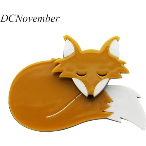 6 color Lovely Fox Brooches Animal Foxes Brooches Women Vintage Acrylic Brooch Pin Resin Brooches Jewelry DCNovember