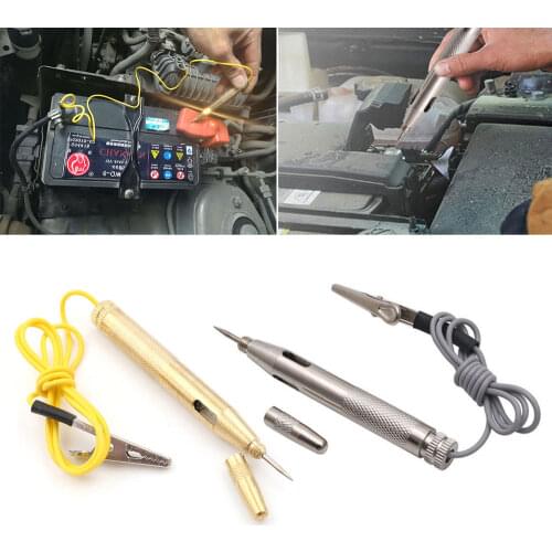 Car Circuit Tester Probe Light System 6V-24V Auto Light Lamp Voltage Test Pen Detector Copper Car Electric Pen Auto Repair Tools