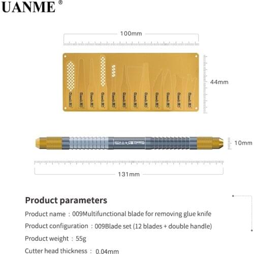 UANME 12Pcs IC Chip Repair Thin Blade CPU Remover + 1 Metal Handle For iPhone Processors Flash Logic Board Repair Tool (13 IN 1)
