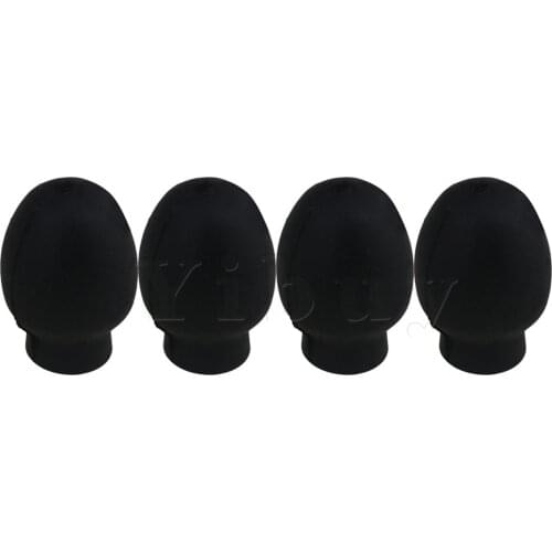 Yibuy 0.8x0.6inch Black Rubber Oval Drumstick Practice Silent Tips Percussion Accessory Pack of 4