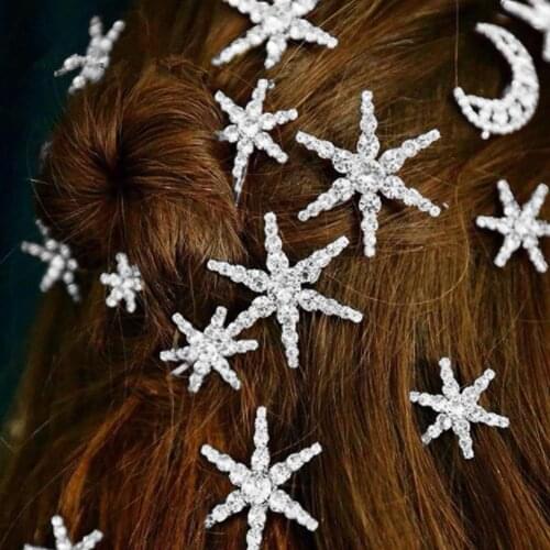 Bling Moon Stars Hairpins Headwear Crystal Hair Clips for Women Pins Barrette Letters Hair Accessories Jewelry Clip Hair Tool