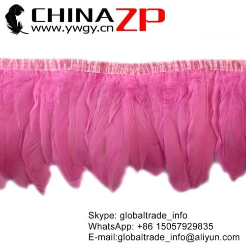 CHINAZP Factory Wholesale and Retail Price for per Yard Best Quality Dyed Pink Goose Feather Fringe Trim
