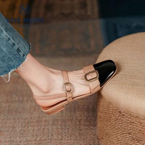 VAIR MUDO Women Pumps Shoes Mary Janes Elegant Fashion Round Toe Patent Leather Spring/Autumn Round Toe Low Heels Shoes D239L