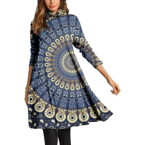 African Dress Ladies Long Sleeve African Clothing Casual Print Large Size Loose Bohemia Women Dresses Summer 2021 Robe De Soirée