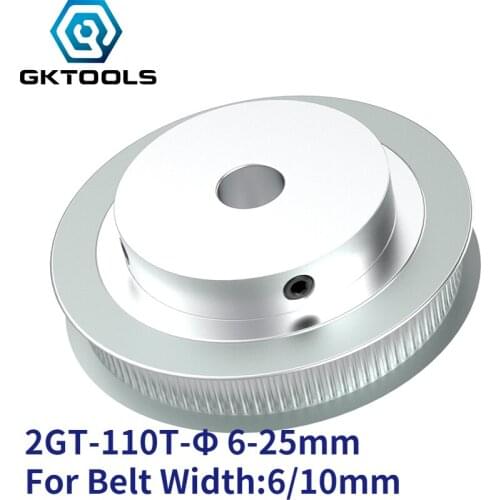 GKTOOLS 110 Teeth 2GT Timing Pulley Bore 6/6.35/8/10/12/14/15/16/19/20/22/25mm GT2 Synchronous belt width 6/10mm 110Teeth 110T