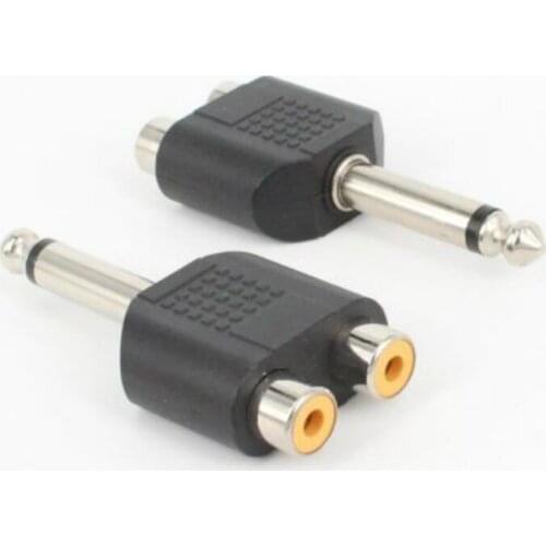 1pcs Adapter Connector Converting Dual Track 6.35/6.5 To Dual RCA Female 6.5 To AV 6.35/6.5 Side for RCA 1-to-2