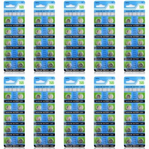 YCDC 100Pcs AG13 LR44 Battery For Remote Control Watches Toy Cell Button Batteries Alkaline L1154 357 G13A SR44W SR1154 Hot Sale