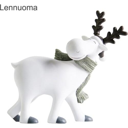 Lennuoma Resin Home Decoration Accessories Living Room Animal Figurines Christmas Gift Funny Deer Figurine Modern Ornaments