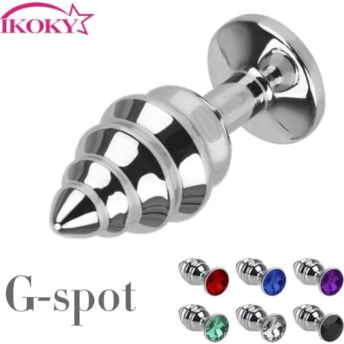 IKOKY Thread Anal Plug Sex Toy for Women Men Gay Butt Plug Jewelry Metal Spiral Anus Stimulation Massager Stainless Steel