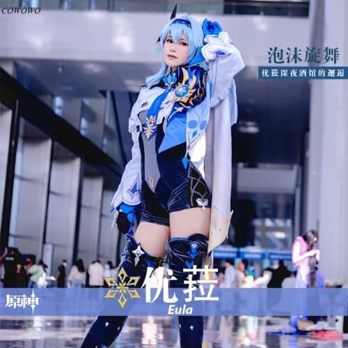Anime! Genshin Impact EuLa Inheritor Game Suit Lovely Uniform Cosplay Costume Halloween Party Outfit Full Set For Women 2021 NEW