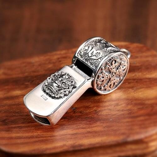 BOCAI 2021 New Real s925 Silver Jewelry Fashion Man Pendant Buddhist Six-character Mantra Whistle Pendant for Man