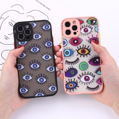 Lucky Eye Blue Evil Eye Print Phone Case For iPhone SE20 12 11 Pro XR X XS MAX 7 8 6Plus Shockproof Camera Protection Back Cover