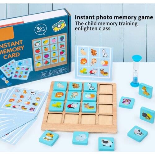 Children Puzzle Board Game Instant Photo Memory Chess Baby Brain Power Early Education Wooden Learning Toys Kids Gifts