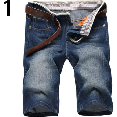 Men Jeans Ripped holes Straight Denim Shorts Jeans Destroyed Hole Fifth Pants Comfortable to Wear Summer 2021