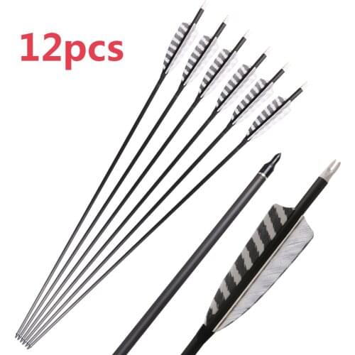 Optional 6/12 Pieces Of 32-Inch Carbon Fiber Hunting Arrow Bar 400 With An Inner Diameter Of 6.2 Mm And 4 Inch Solid Feathers