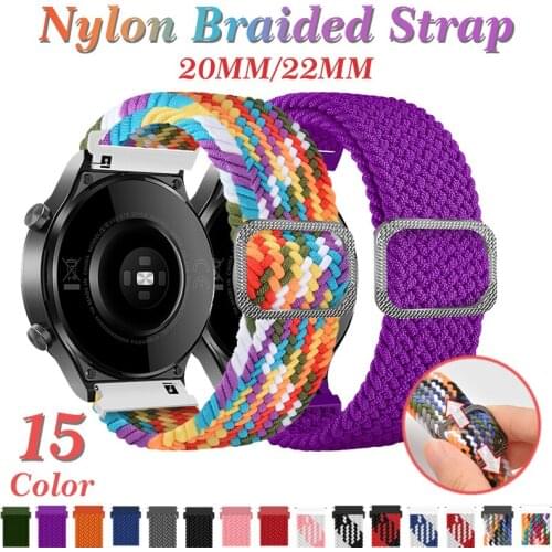 Elastic Straps For Samsung Galaxy Watch 3 Active 2 46/42mm 20mm 22mm Adjustable Braided 40/44mm Gear S3 Bracelet Huawei GT 2 Pro