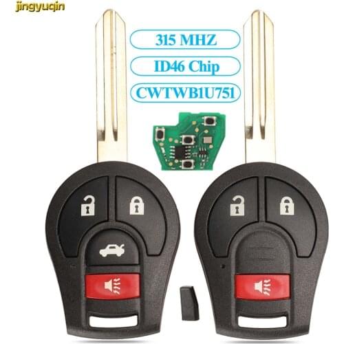 Jingyuqin 315MHZ ID46 Chip Remote Car Key for Nissan Oem Factory Keyless Entry FOB Transmitter for CWTWB1U751 H0561 3 Buttons